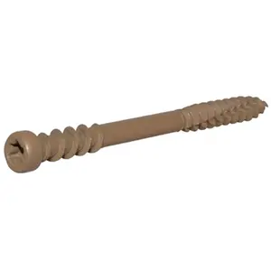 212 MAIN No. 10 x 3 in. Tan Star Drive Dual Thread Self-Drilling Composite Deck Screws - Fasteners for Sailing, Outdoor Water Sports, Tan Star Drive Screws