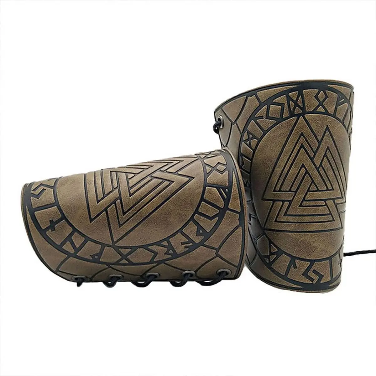 Viking Odin Rune Embossed Leather Bracers, Medieval PU Leather Arm Bracers, Leather Cuff Bracer, Leather Wristbands