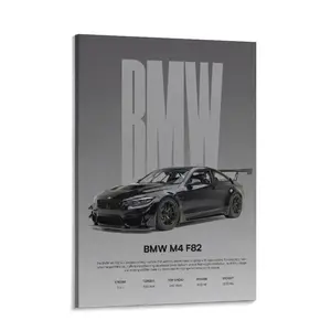 BMW M4 F82 Canvas Wall Art German Performance Car Poster Luxury Automotive Wall Decor Garage Office Man Cave Decor