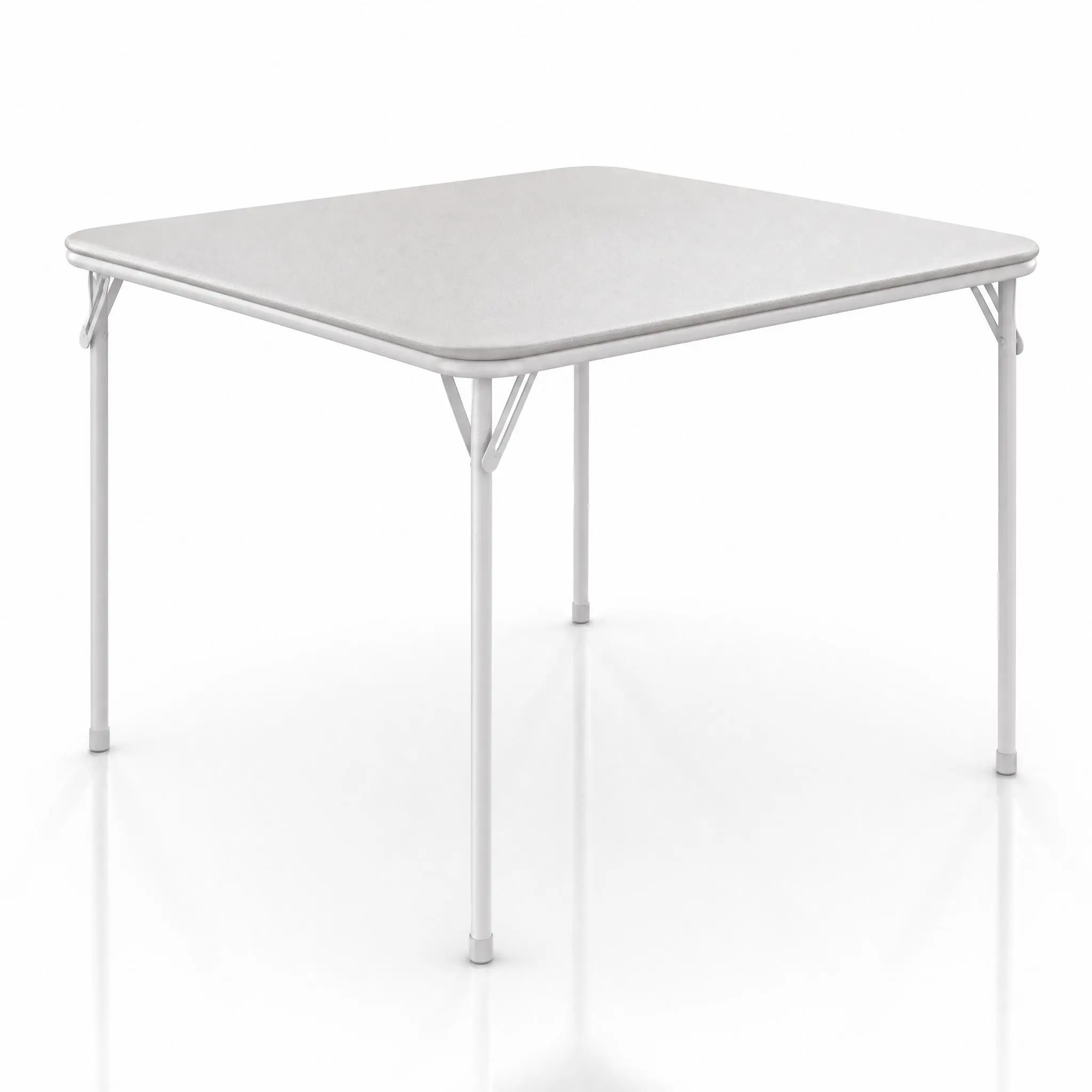 Garvee 37.7" Square Folding Card Table for 4-6 Players, Heavy-Duty Metal Portable Board Game & Mahjong Table with Padded PU Surface, Foldable Puzzle Table for Parties, RV Camping & Dining