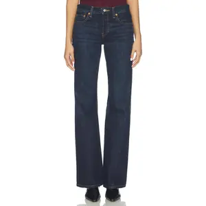 RE/DONE Twisted Mid Rise Bootcut Jeans in Dark Lady Blue