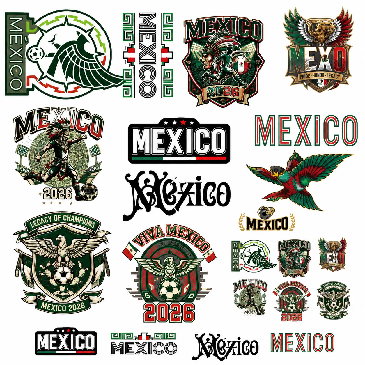 Mexico 2026 Soccer DTF Gang Sheet – Premium Ready-to-Press Heat Transfer