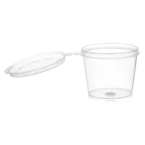 EcoQuality [1000 PACK 1 Oz Leak Proof Plastic Condiment Souffle Containers with Attached Lids - Portion Cup with Hinged Lid Perfect For Sauces, Samples, Slime, Jello Shot, Food Storage & More!
