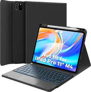 【CHESONA] Keyboard Case for iPad Air 11-inch (M4/M3/M2) 2026/2025/2024 & Air 4th/5th Gen & iPad Pro 11 inch (1st/2nd/3rd/4th Gen), Smart Touchpad, 7-Color Backlit, Stain Resistant Cover, Black
