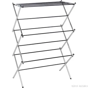 Foldable Portable Laundry Drying Rack for Indoor Air Drying Clothing, 14.5 x 29.5 x 41.8 inches (LxWxH), Chrome SilverXXALUE BAZAAR11