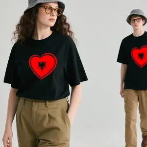 Suitable for both men and women.Albania Football 2024 Flag Albanian Flag Heart, Soccer mens t hirt men&reg;black&reg;women&reg;misfits&reg;journey &reg;boys Birthday Casual Top Womenswear Clothes Coat Light Shirts Short Soft