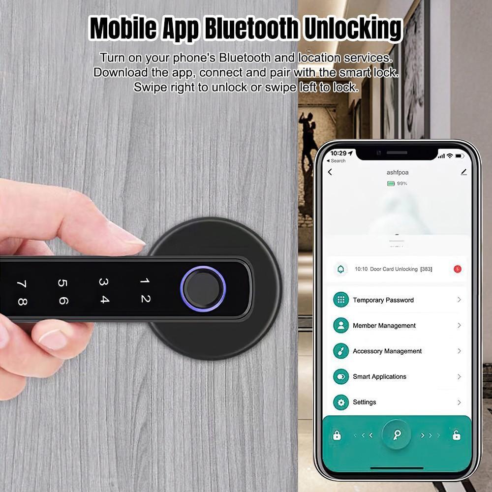 vUpgraded Door Lock Biometric Fingerprint Bluetooth Password Keyless Keypad Entry