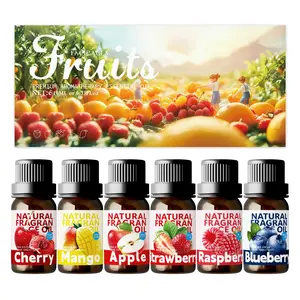 1set&6pc 10ML Aromatherapy Diffuser Oil Fruit Essential Oils Set, Long-Lasting Scent, Alcohol-Free, Humidifier Diffuser, DIY Soap/candle Making, Holiday Gifts