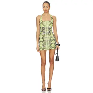 AFRM Bonnie Dress in Lime Snake