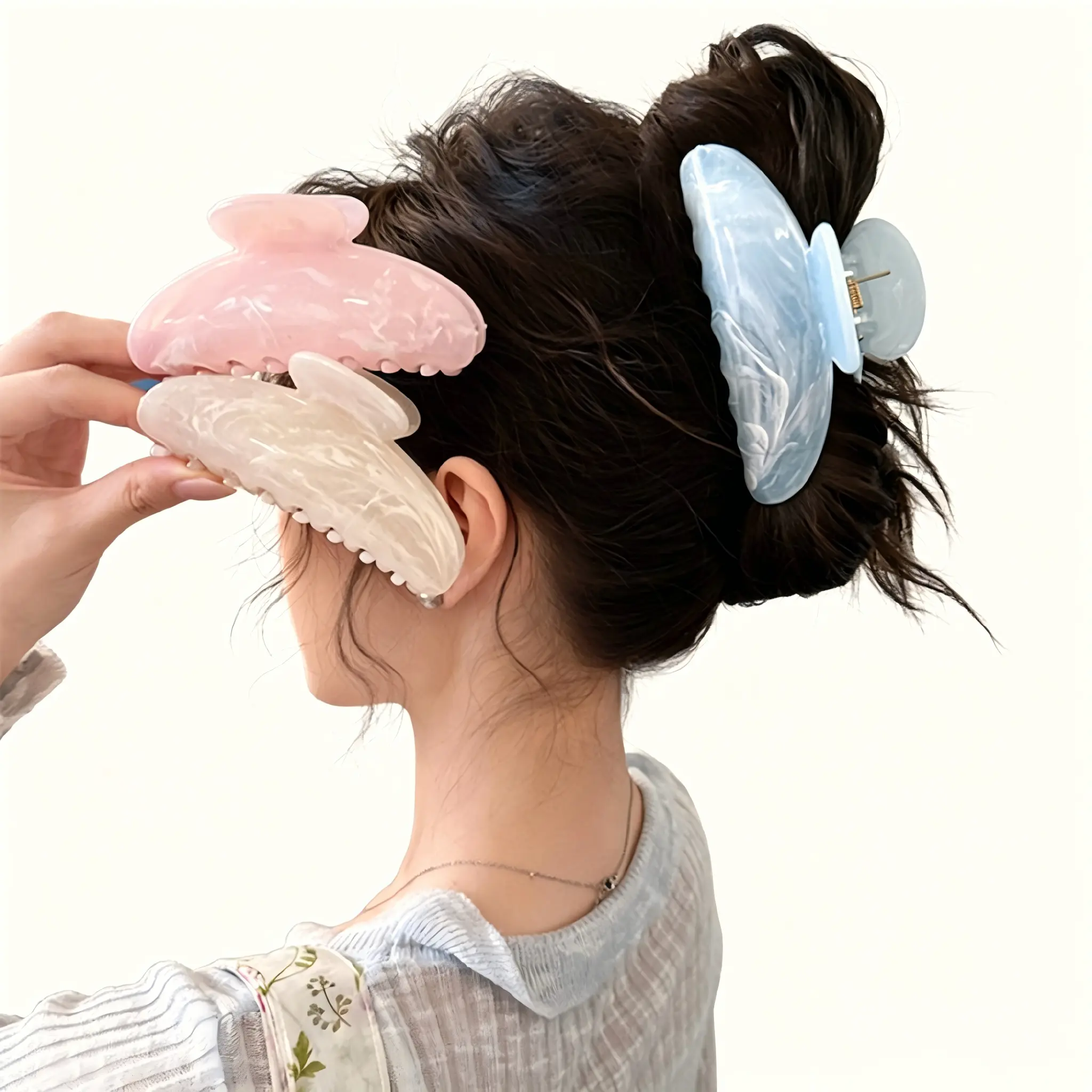 2/3PCS Flat Hair Clips for Women – Flat Claw Clips & Hair Styling Accessories for Thick or Thin Hair, Simple No-Slip Design, Daily Hair Use (Multicolor-C)