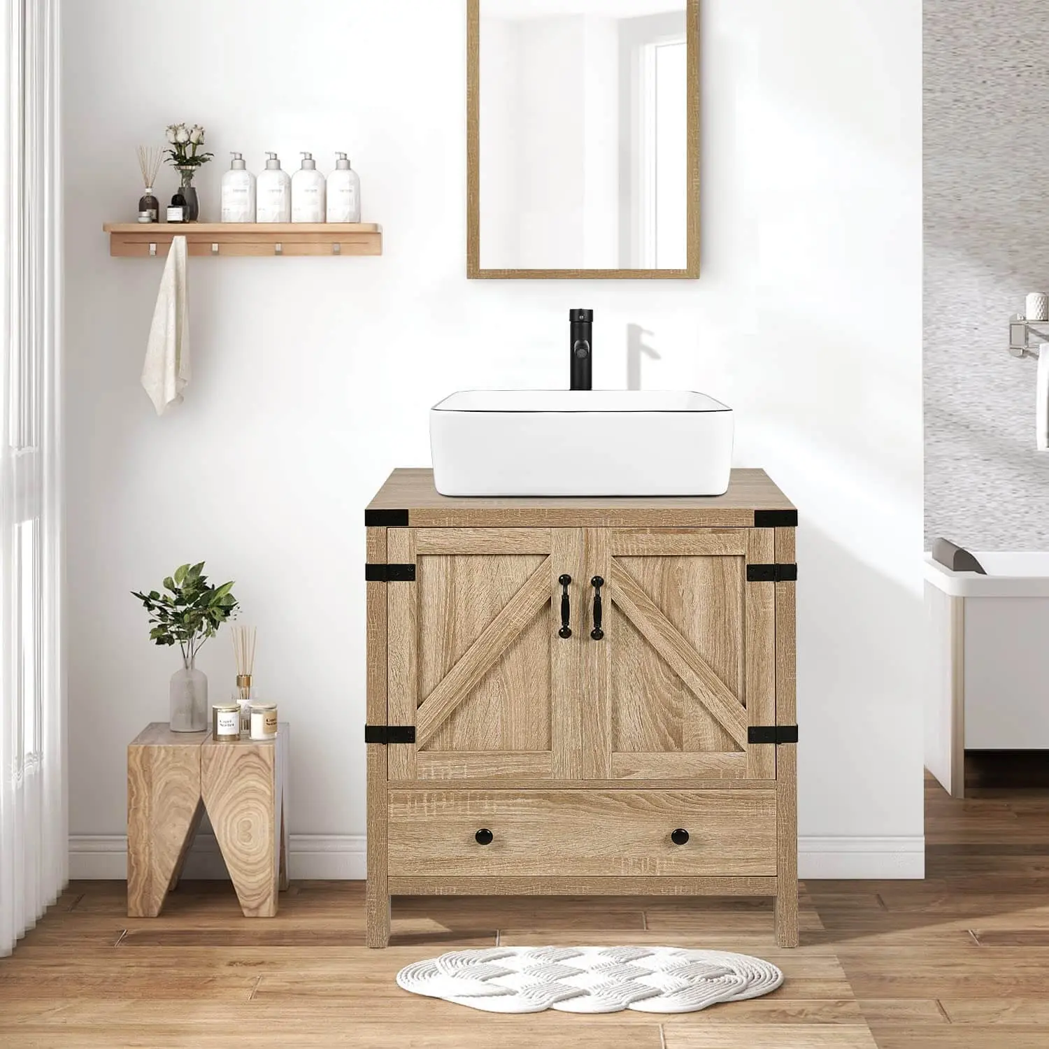 Wood Fixture 28" Bathroom Vanity Without Sink BA012