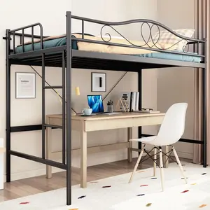 Garvee Individual Loft Bed with Ladder and Safety Rail, Quiet Metal Frame, Supports up to 400 lbs, Space-Saving Design, No Box Spring Needed, Easy Assembly