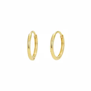 Solid 14K Yellow Gold Mini Hoop Earrings 0.6g – Genuine 585 Gold