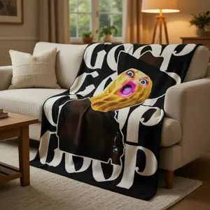 Goop Goop Goop Funny Cowboy Peanut Meme Print Flannel Blanket Cooling Blanket Homegoods Soft Cozy For Bedroom Living Room Sofa Couch For Meme Lovers Teens Adults Perfect Gift