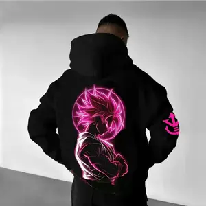 High Quality, Black Goku Vector Art Short Sleeve Vintage 3Side Tee, Anime Unisex T-shirt, Sweatshirt, Hoodie Cotton Fabric Menswear Top