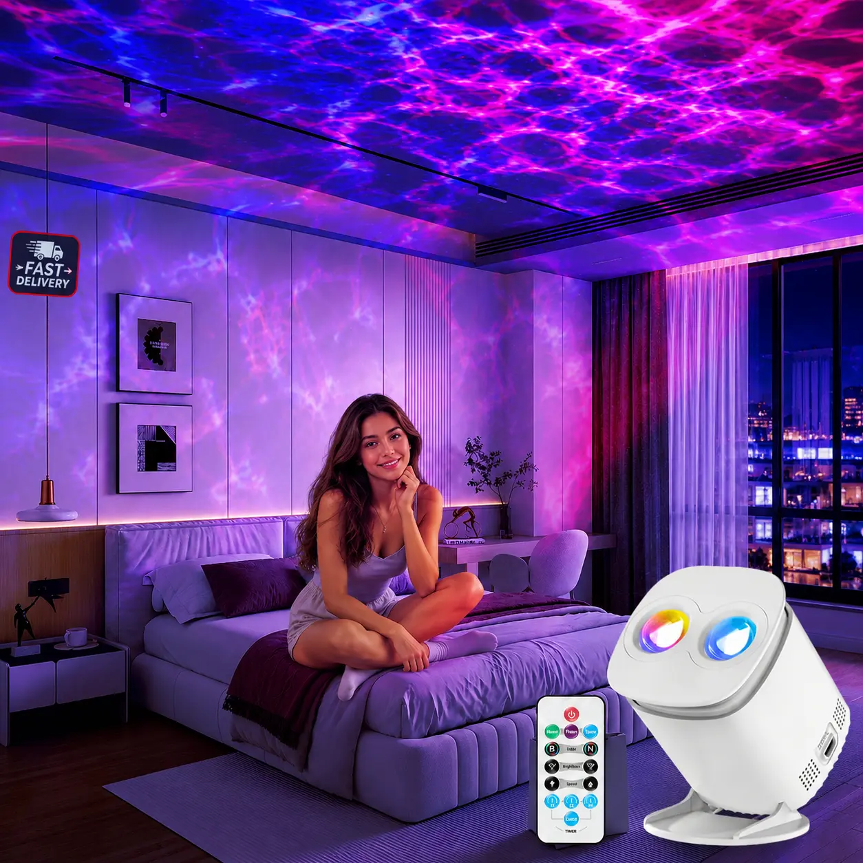 Dreamy Galaxy Projector for Bedroom – Starry Sky LED Night Light with Remote, Auto Timer & Room Decor Lighting