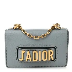 Pre-owned Dior Leather Shoulder Bags Grained Calfskin Mini J'Adior Chain Flap Bag Sky Blue