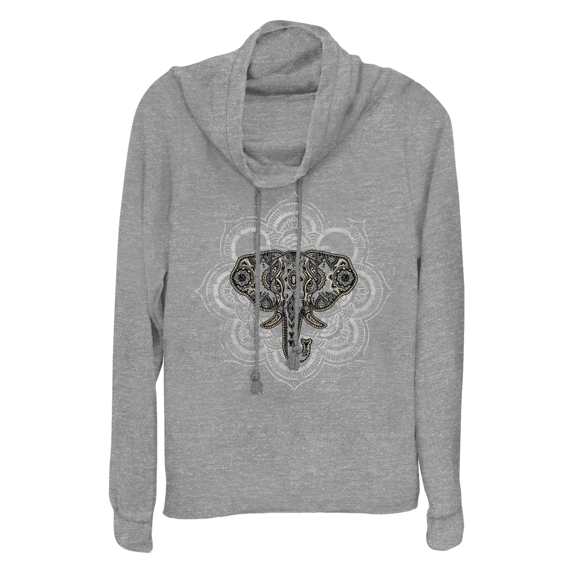 Junior's Lost Gods Elephant Mandala Cowl Neck Sweatshirt