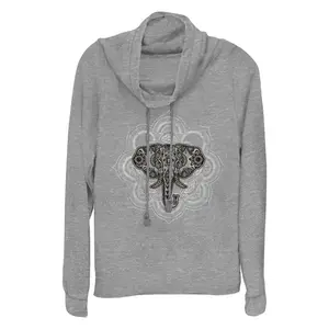 Junior's Lost Gods Elephant Mandala Cowl Neck Sweatshirt
