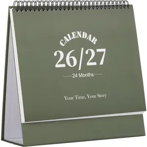 Desk Calendar 2026-2027, 2  Calendar Runs from Jan. 2026 until Dec 2027, Table Monthly Planner with Stickers for ,Office,School Organization(L-Green,9.8" x 9.6")