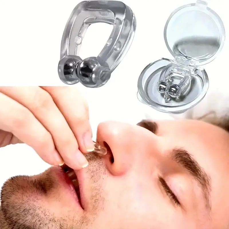 3-Pcs Silicone Plastic Magnetic Anti-Snore Nose Clips - Unscented Body Jewelry Sleeping Aid for Men, Power-Free Snoring Solution
