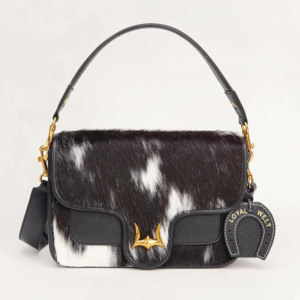 Women's Leather Handbag, Medium Black and White Hairon Cowhide Crossbody with Removable Strap for Daily Use, Leather Handbags, Crossbody Purse, Haironcalfskin, Ruggedrefined, Daily Use Bags, Luxury Finds, Customizable Wear, Chiclook, Customizablewear, Col