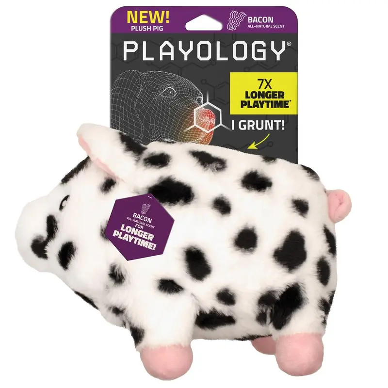 Playlogy Bacon Scented Pig Plush Dog Toy, Jumbo