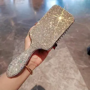 Handmade Rhinestone Massage Comb, Luxury Air Cushion Hair Brush, Stylish Large Flat Comb, Perfect Gift for Women, Ideal for Mother's Day
