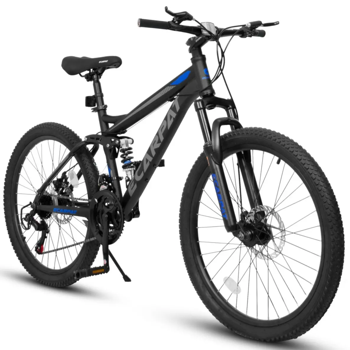 24in/26in/27in Adult Mountain Bike, 21-Speed Bikes with Dual Disc Brakes, Front & Rear Shock Absorbers, Anti-Skid All-Terrain Tires, Durable Steel Frame, 85% Pre-Assembled MTB for Men & Women, 24 Inches