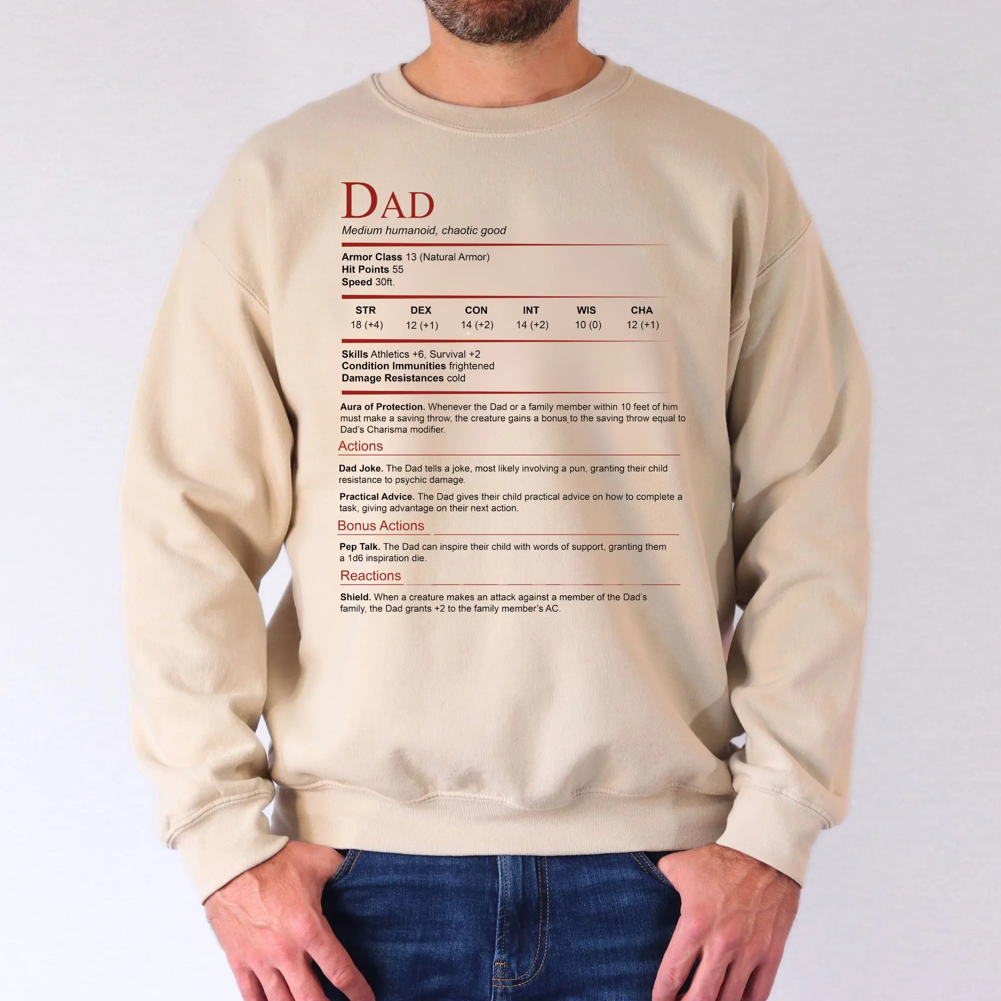 DnD Dad Shirt, Dad Stat Block Tshirt, Dunge0ns & Drag0ns Dad Gift, DnD Father's Day Tshirt