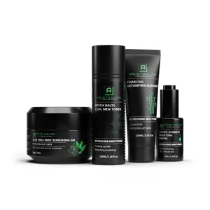 AristoGlow Daily Refresh & Hydrate Facial Skincare good for Acne, Dark Spot, hyperpigmentation Set Cleanse, Tone & Hydrate with Charcoal, Witch Hazel, Hyaluronic Acid & Aloe Vera