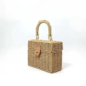 Box Rattan Lock Shoulder Bag Fully Lined