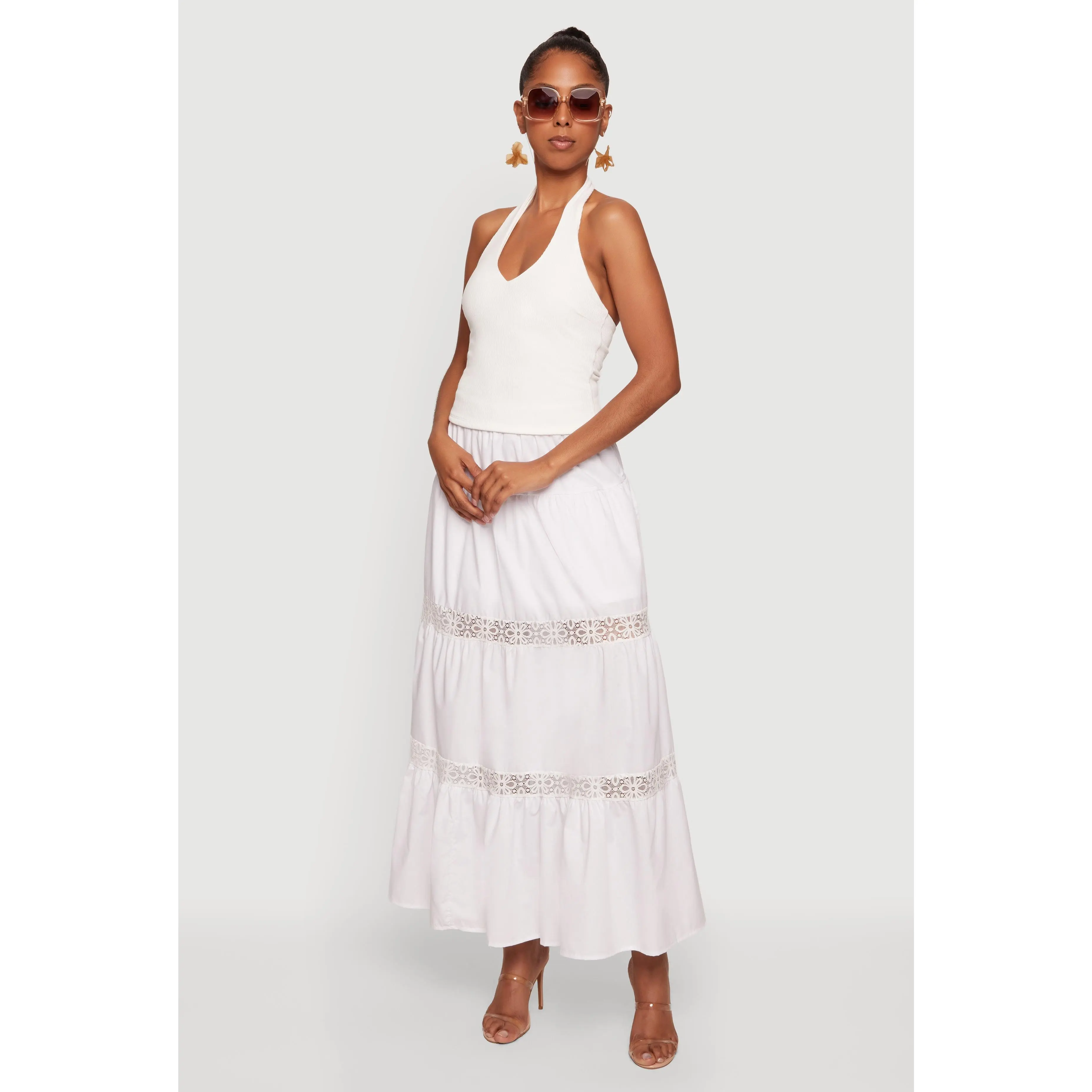 Ribbed Knit Open Back Halter Top
