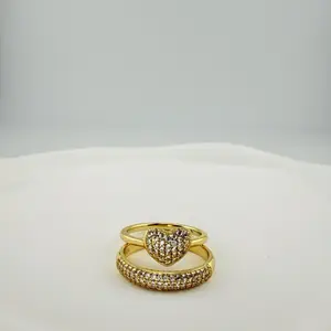 Set of Engagement - Heart Design Ring with Additional Accessory as Shown