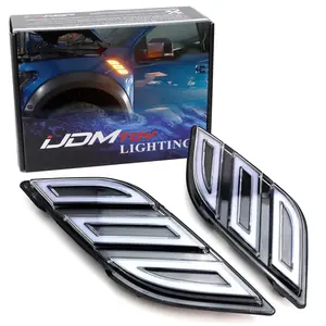 iJDMTOY White/Amber Switchback Sequential Blink Full LED Fender Grille Side Marker Light Kit For 2017-2020 Ford F150 Raptor ONLY