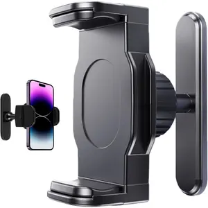 360 Degree Rotating Base Phone Mount Bracket for Metal Surfaces Stand Holder for Most Mobile Base Mount Bracket for Gym Kitchen Metal Surfaces Rotating Aluminum Stand Holder for Most