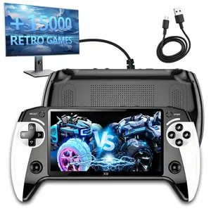 X9 Retro Handheld Game Console with 5.5-inch HD IPS Eye-Protection Screen,Retro Gaming Console with TXT E-Book,Linux System,TV Output,Compatible With 15000+ Games,External Gamepad,Music,2000mAh Handheld Console