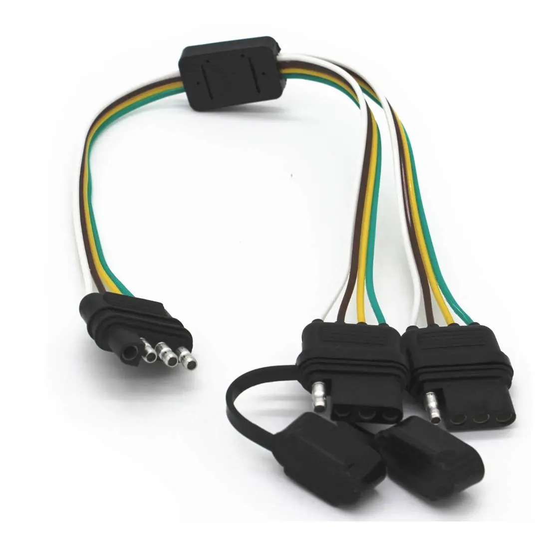 4 Way Y-Splitter Plug Universal for Tailgate Light Bar and Trailer Lights Plug & Play Adapter Extension Harness Wiring Plug 4 Pin Connectors (1) (1)