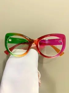 Simple Leopard/Plain Color Cat Eye Frame Eyeglasses, Basic Trendy Anti-blue Light Eyeglasses for Women & Men, Fashion Eyeglasses for Work, Daily Decor