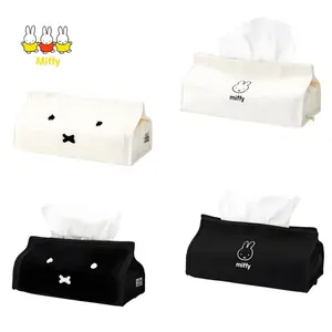 Kawaii Miffy Rabbit Tissue Box Cute Miffy Rabbit Cartoon Anime Living Room Desktop Storage Canvas Box Car Tissue Box