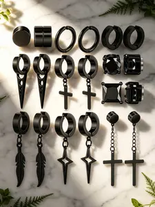 10 Pairs Fashionable Stainless Steel Ear Cuffs Set, Multiple Styles Available, Perfect for Daily Wear or Parties, Ideal Gift for Friends and Family