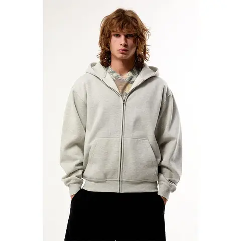 Pacsun Men's Heather Grey Snow Wash Full Zip Hoodie