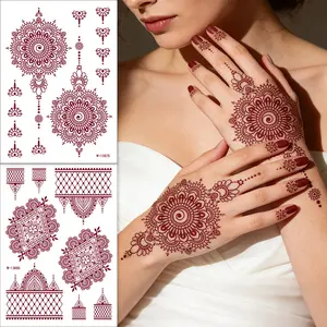 2pcs Exotic Henna Style Temporary Tattoos, Intricate Mandala & Floral Patterns, Waterproof, Long-Lasting, Easy Application, Ideal for Parties