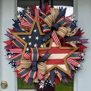 250th Anniversary Patriotic Wreath, Memorial Wreath, July 4th Front Door Wreath, Veterans Day Wreath, Summer Blue Flag Theme