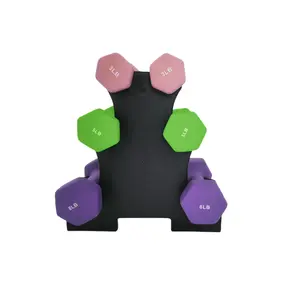 Garvee Dumbbell Set for Home Gym, PVC Coated Dumbbells with Storage Rack, 3 + 5 + 8 lbs, Packaged in Pairs