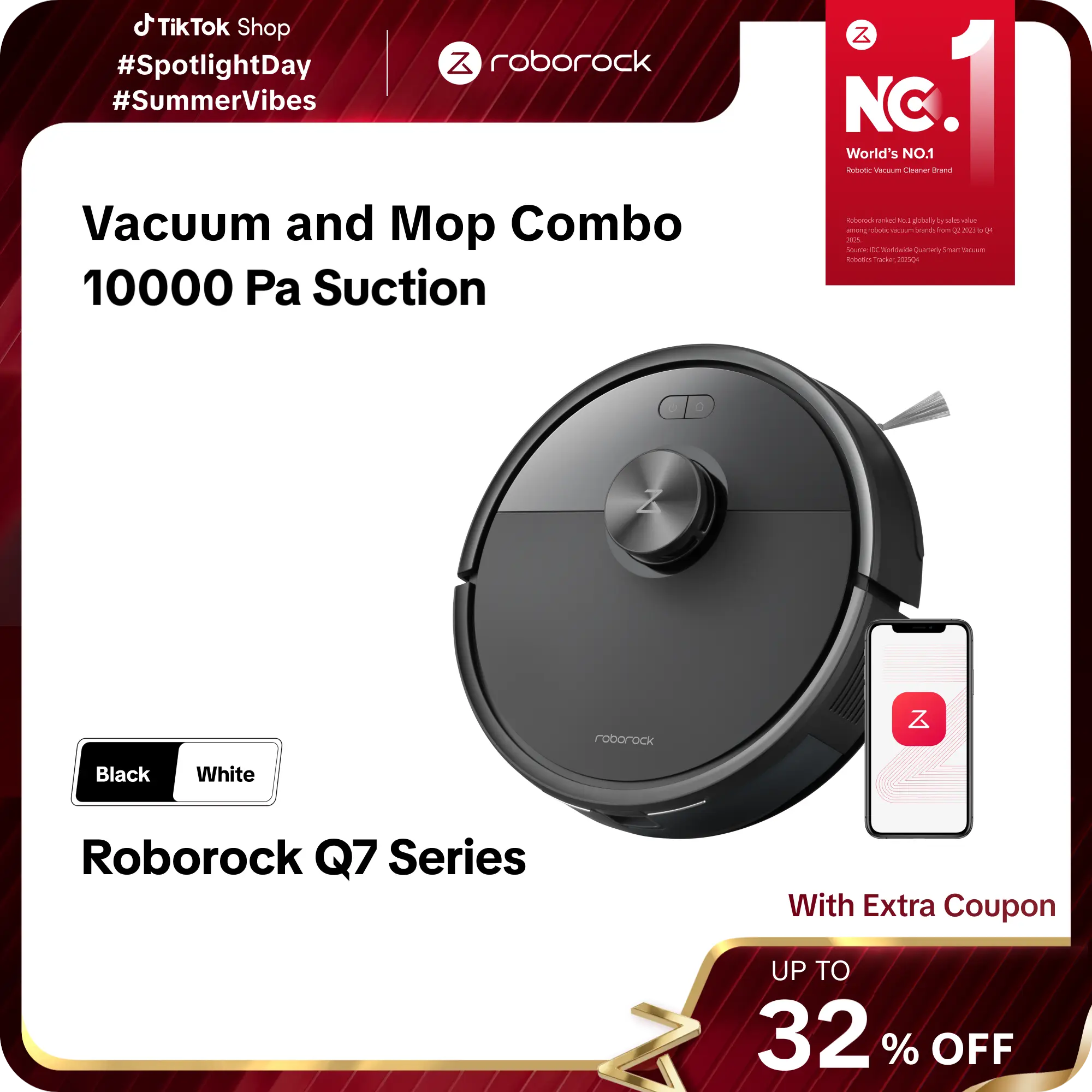 Roborock Q7 Series Robot Vacuum and Mop Combo, LiDAR Navigation, Pet Hair, Automatic Vacuum Cleaner for Home Robot, Self-Charging Robotic Vacuum Cleaning, APP-Controlled Mopping  #DealsforYouDays fathersdaygift