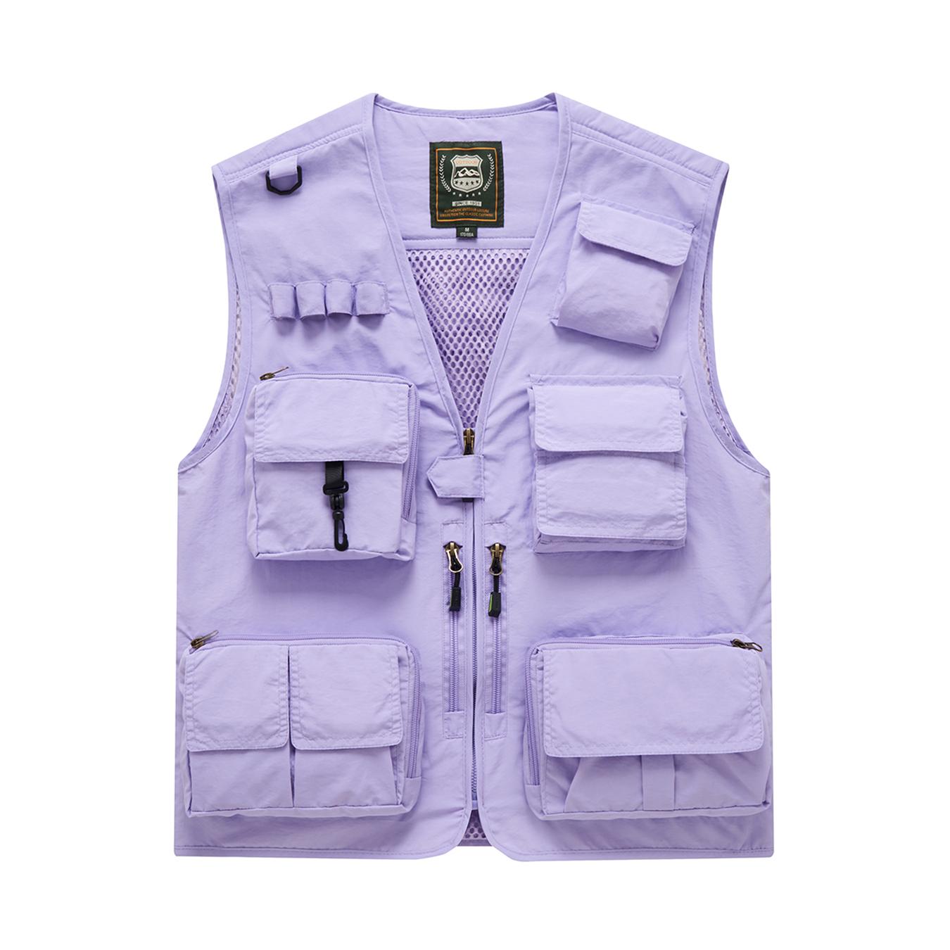 Men’s multi-pocket utility fishing vest, lightweight breathable outdoor vest lined with mesh, functional work vest for hiking, photography, and hunting