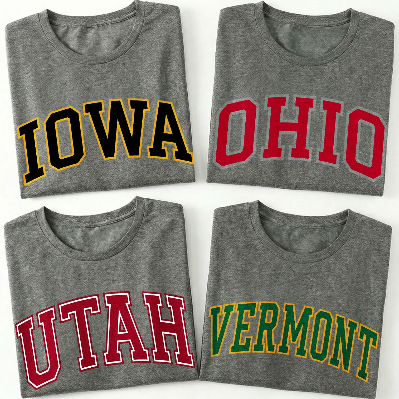 Tee Print Lab Vintage Varsity Graphic Tee Women 50 US States College Style Design Retro Aesthetic Relaxed Fit Soft Tee Short Sleeve Long Sleeve Game Day Gift Trendy Top Womenswear
