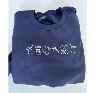 Nurse Icon Embroidered Crewneck | Nursing Icons Sweatshirt | Cute Nurse Pullover | Nurse Appreciation Gift