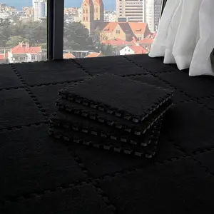 12-Pack Thick Interlocking Carpet Tiles for Full Coverage in Bedrooms and Living Rooms, Warm Bedside Mats, Washable Soft Non-Slip Floor Mats, 11.8x11.8 Inches (Model DM175-009, Suitable for 30,000 Households)